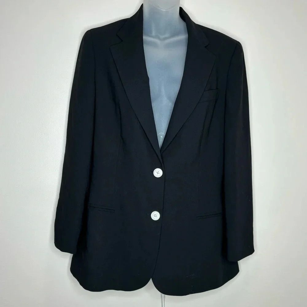 Lauren Ralph Lauren 100% Wool Blazer Button front Black size 10